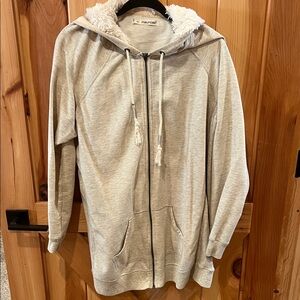 Maurices Cream Faux Fur Lined zipper hoodie/jacket